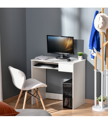 Computer Table with Keyboard Tray Drawer White Particle Board 80cm x 45cm x 75cm