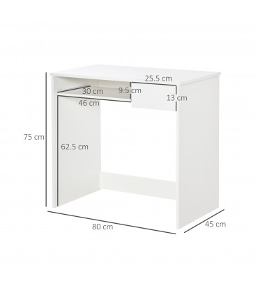 Computer Table with Keyboard Tray Drawer White Particle Board 80cm x 45cm x 75cm