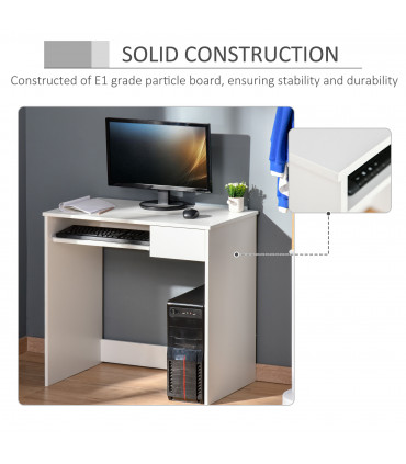 Computer Table with Keyboard Tray Drawer White Particle Board 80cm x 45cm x 75cm