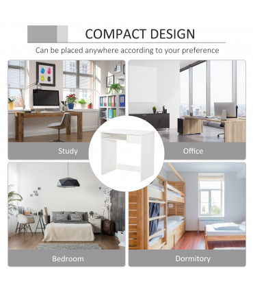 Computer Table with Keyboard Tray Drawer White Particle Board 80cm x 45cm x 75cm