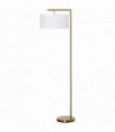 Floor Lamp with Linen Lampshade Round Base for Living Room Bedroom - White