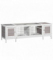 Indoor Rabbit Hutch Separable Guinea Pig Cage Bunny Run w/ Slide Out Tray - Grey