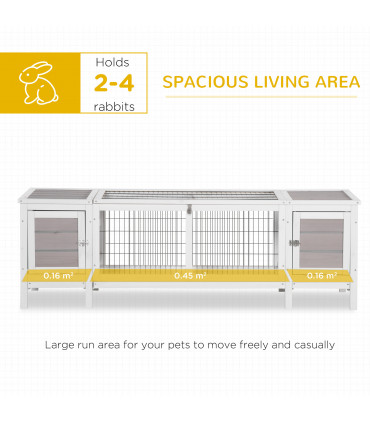 Indoor Rabbit Hutch Separable Guinea Pig Cage Bunny Run w/ Slide Out Tray - Grey