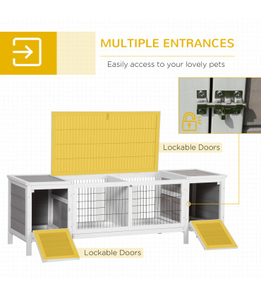 Indoor Rabbit Hutch Separable Guinea Pig Cage Bunny Run w/ Slide Out Tray - Grey