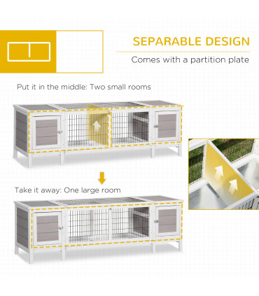 Indoor Rabbit Hutch Separable Guinea Pig Cage Bunny Run w/ Slide Out Tray - Grey