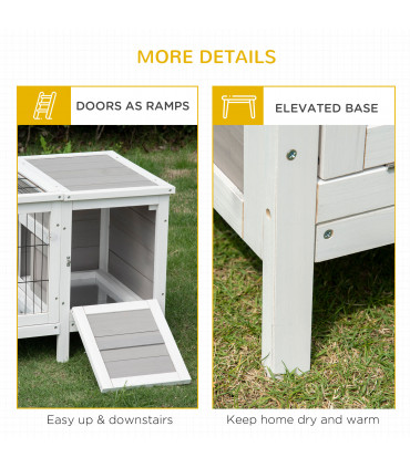 Indoor Rabbit Hutch Separable Guinea Pig Cage Bunny Run w/ Slide Out Tray - Grey