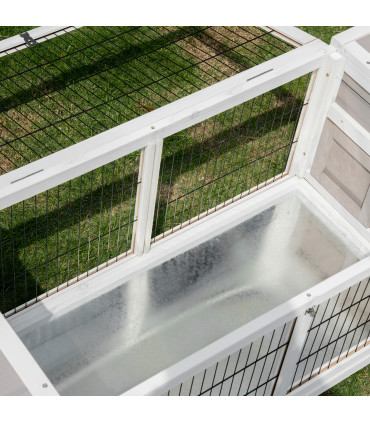 Indoor Rabbit Hutch Separable Guinea Pig Cage Bunny Run w/ Slide Out Tray - Grey