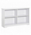 Office Bookcase White 4-Compartment Low Shelves Cube Display Adjustable