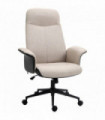 Office Chair Beige Linen High-Back Tilt Function Swivel Seat Adjustable 44-52cm