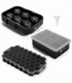 3 Pack Ice Cube Tray Easy-Release Silicone Flexible Ice Mould Tray BLACK 0000363