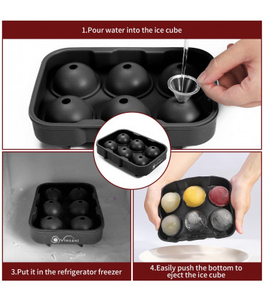 3 Pack Ice Cube Tray Easy-Release Silicone Flexible Ice Mould Tray BLACK 0000363