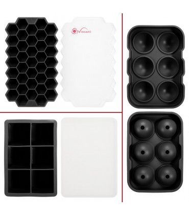 3 Pack Ice Cube Tray Easy-Release Silicone Flexible Ice Mould Tray BLACK 0000363