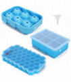 3 Pack Ice Cube Tray Easy-Release Silicone Flexible Ice Mould Tray BLUE 0000364