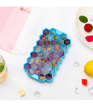 3 Pack Ice Cube Tray Easy-Release Silicone Flexible Ice Mould Tray BLUE 0000364