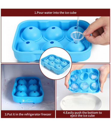 3 Pack Ice Cube Tray Easy-Release Silicone Flexible Ice Mould Tray BLUE 0000364
