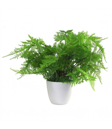 Artificial Fern Plant Green 30cm Realistic Leaf Design Wired Stems Plastic Pot