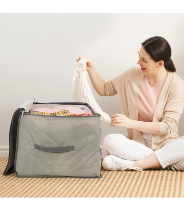 3pcs Deluxe Clothes Storage Bags Organizer Capacity Moisture-Proof - Light Grey