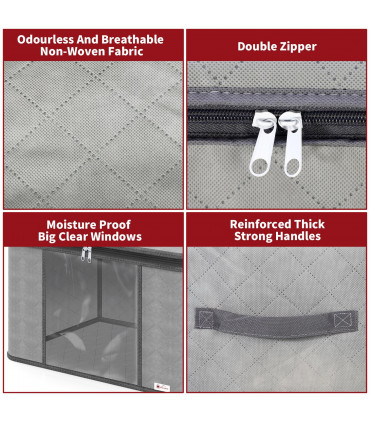 3pcs Deluxe Clothes Storage Bags Organizer Capacity Moisture-Proof - Light Grey