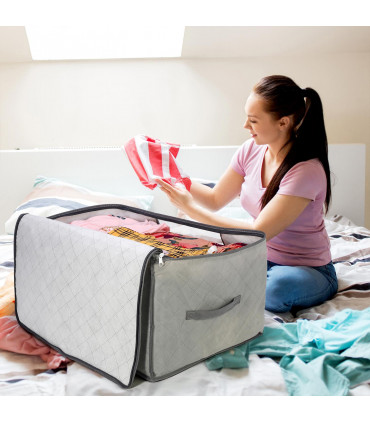 3pcs Deluxe Clothes Storage Bags Organizer Capacity Moisture-Proof - Light Grey