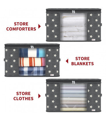Storage Bags Organizer Large Capacity Moisture-Proof - Grey Star 60 X 43 X 35 cm