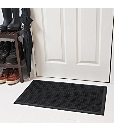 Entrance Mat Black Rubber 45 x 75cm - Front Door Outdoor Anti Slip Mat
