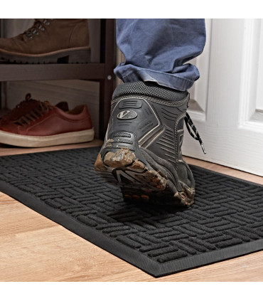 Entrance Mat Black Rubber 45 x 75cm - Front Door Outdoor Anti Slip Mat