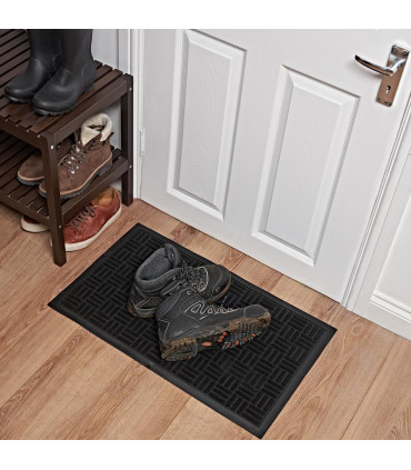Entrance Mat Black Rubber 45 x 75cm - Front Door Outdoor Anti Slip Mat