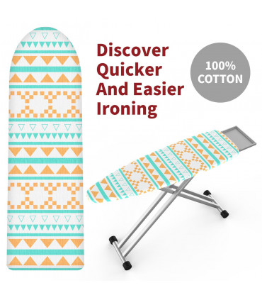 Ironing Board Cover Summer 100% Cotton Foam Back Padding Easy Fit 140x52cm