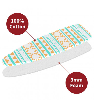 Ironing Board Cover Summer 100% Cotton Foam Back Padding Easy Fit 140x52cm