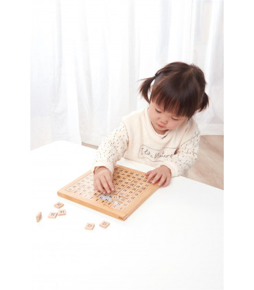 Wooden Hundred Board - 100 Consecutive Numbers Montessori Maths, Natural Wood