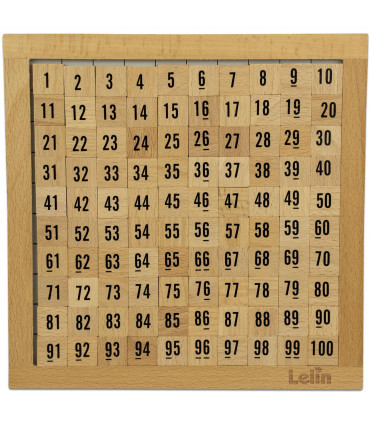 Wooden Hundred Board - 100 Consecutive Numbers Montessori Maths, Natural Wood