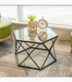 Coffee Side Table Hexagon Tempered Glass Black (Big) - SLENDER Iron + Glass