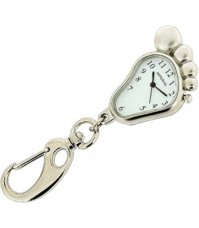 Imperial Key Chain Clock Big Foot Silver IMP707- CLEARANCE NEEDS RE-BATTERY