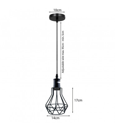 Ceiling Lights Industrial E27 Black Light Cage Hanging Lampshade Fitting Kit