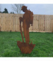 Metal Rusty Soldier Silhouette Garden Decoration Statue Large Size 105 cm Tall