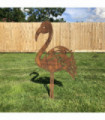 GARDEN FEATURE Rusty metal flamingo 43CMS WIDE x 88CMS TALL outdoor indoor deco