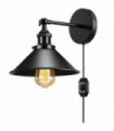 Wall Light Black Metal Cone Shade Indoor Sconce With Bulb 22cm 10cm 10cm