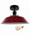 Ceiling Light Metal Red Modern Industrial Flush Mount 22x36x36cm E27 4cm Hole