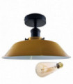 Ceiling Light Metal Yellow 22cm Modern Industrial Flush Mount With Bulb