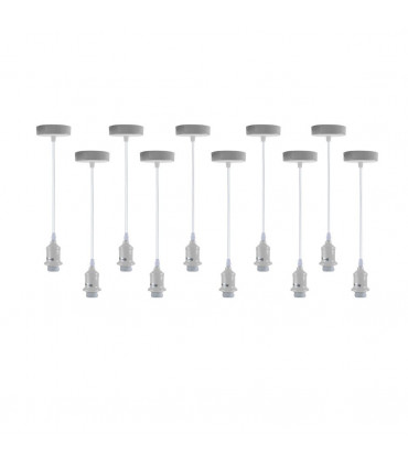 Pendant light 10 Pack Industrial White Metal/PVC E27 Lamp Holder Fitting Set