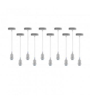 Pendant light 10 Pack Industrial White Metal/PVC Fitting with PVC Cable