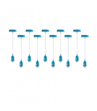 Pendant Light Fitting Blue Metal/PVC E27 Lamp Holder Fitting Set with PVC Cable