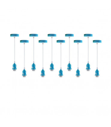 Pendant Light Fitting Blue Metal/PVC E27 Lamp Holder Fitting Set with PVC Cable