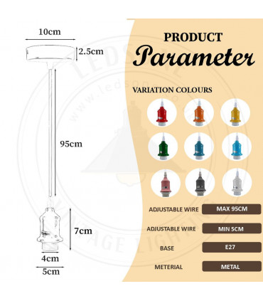 Pendant Light Fitting Blue Metal/PVC E27 Lamp Holder Fitting Set with PVC Cable