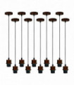 Pendant Light Rustic Red Metal/PVC 10 Pack E27 Lamp Holder Set With PVC Cable