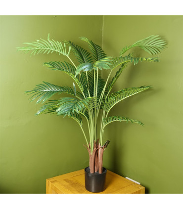 Artificial Areca Palm Tree 110cm Large Green Potted in Black Pot Home Decor