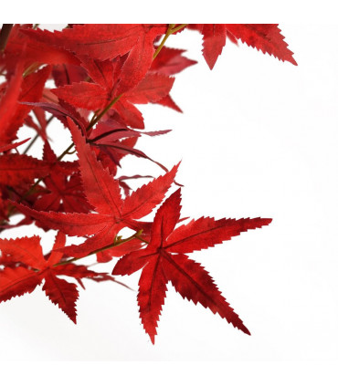 Artificial Red Maple Tree 120cm Tall Wired Stems Pre-Potted Black Plastic Pot