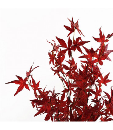 Artificial Red Maple Tree 120cm Tall Wired Stems Pre-Potted Black Plastic Pot