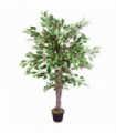 Artificial Ficus Tree 130cm Green Variegated Realistic Leaf Design UK 80cm Wide