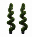 Artificial Tree Pair 150cm Green Plastic Spiral Buxus UV Resistant Outdoor Use